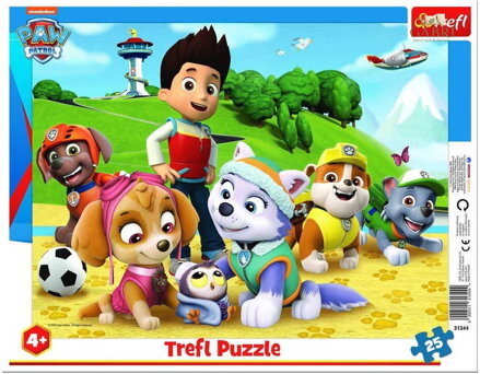 TREFL PUZZLE Deskové Tlapková Patrola 32x24cm v rámečku 25 dílků