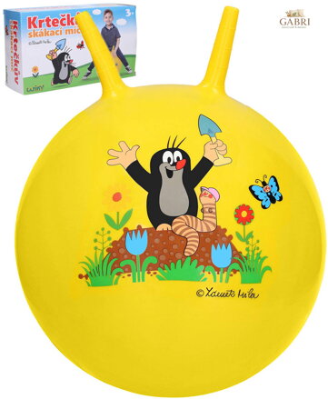 KRTEK (Krteček) Míč skákací 40cm žluté dětské hopsadlo s držadly