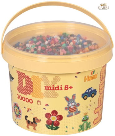 HAMA Korálky dětské zažehlovací barevné set 10000ks v plastovém kbelíku midi