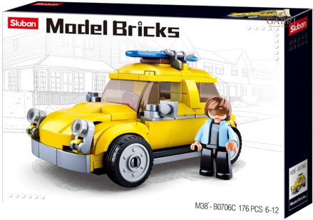 SLUBAN Model Bricks Volksauto žluté 176 dílků + 1 figurka STAVEBNICE