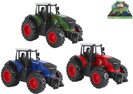 KIDS GLOBE Traktor farming kovový farmářský zpětný chod 3 barvy