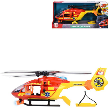 DICKIE Helikoptéra záchranářská s nosítky 112 airbus na baterie Světlo Zvuk