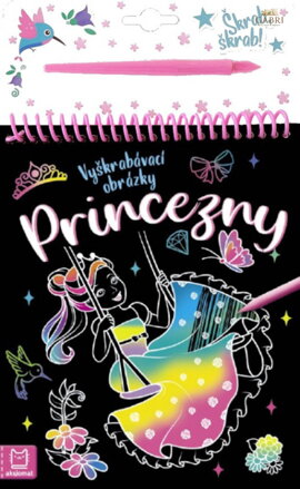 Vyškrabávací obrázky Princezny 16x26cm set se škrabacím perem