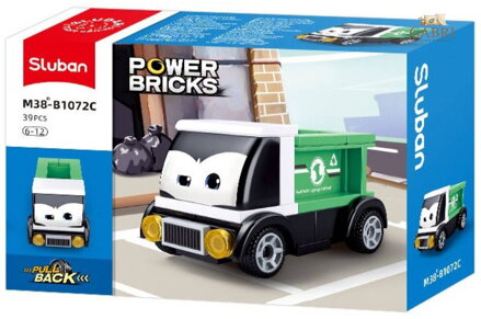 SLUBAN Power Bricks Náklaďák zelený zpětný chod 39 dílků STAVEBNICE