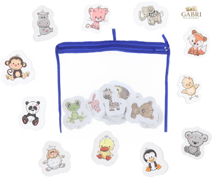 Vodolepky baby pěnové zvířátka do vody set 18ks v síťce na zip do vany