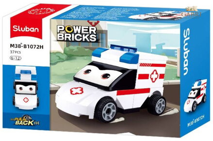SLUBAN Power Bricks Auto sanitka s očima zpětný chod 37 dílků STAVEBNICE