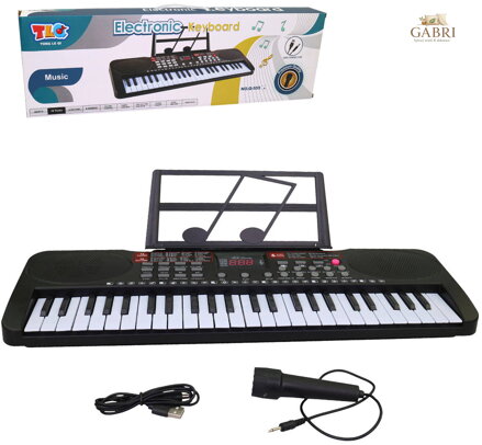 Piáno elektronický klavír 49 kláves dětský keyboard s mikrofonem na baterie Zvuk