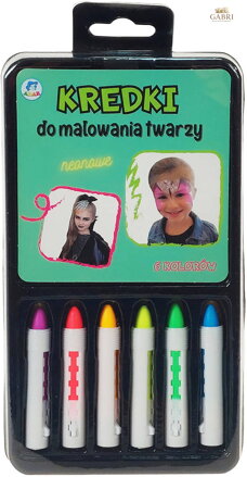 Tužky neonové barevné na malování na obličej set 6 barev