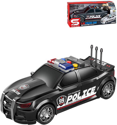 Auto policejní 25cm černé sportovní na baterie Světlo Zvuk plast