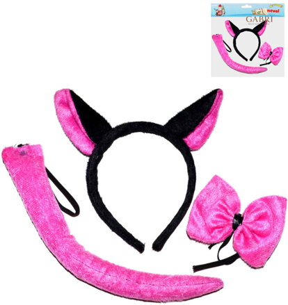 KARNEVAL Kočička čelenka s ušima s doplňky *KARNEVALOVÝ DOPLNĚK*