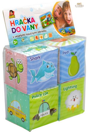Kostky soft měkké obrázkové 7cm do vany do vody set 4 kusy v sáčku