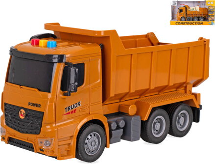 Auto nákladní oranžová funkční sklápěčka na baterie Světlo Zvuk