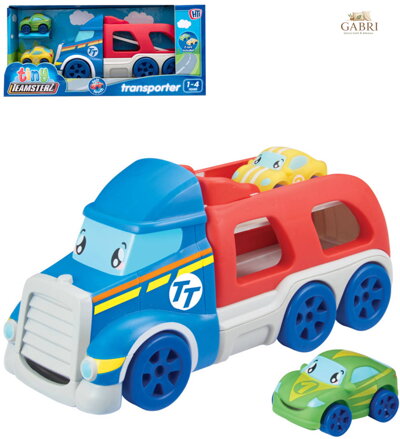 Teamsterz Auto Tiny transportér set se 2 soft baby autíčky s očima plast