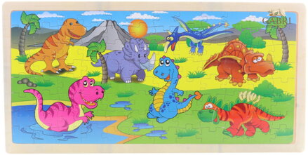 DŘEVO Puzzle vkládací na desce dinosauři 96 dílků *DŘEVĚNÉ HRAČKY*