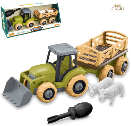 Traktor s vlekem s ovcemi montážní šroubovací set s nástrojem volný chod