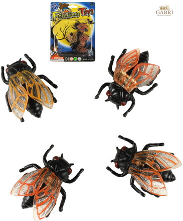 Moucha 4cm set 4ks dekorace Halloween hmyz v sáčku