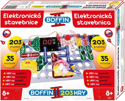 BOFFIN II. HRY Elektronická stavebnice 203 projektů 35 součástek na baterie