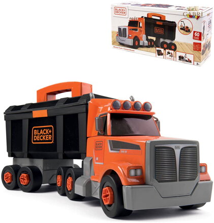 SMOBY B+D Kamion jeřáb šroubovací s přívěsem stavební auto s boxem a nářadím