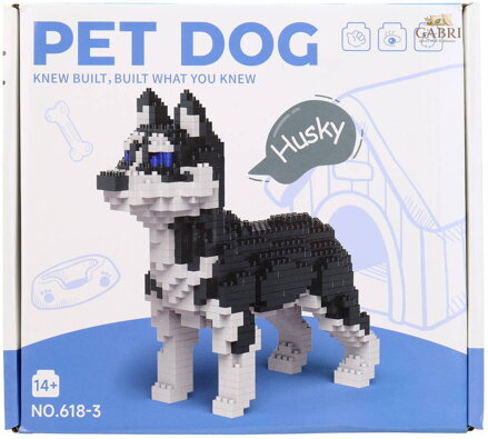 STAVEBNICE 3D Pejsek Husky 17x15cm 940 dílků v krabici