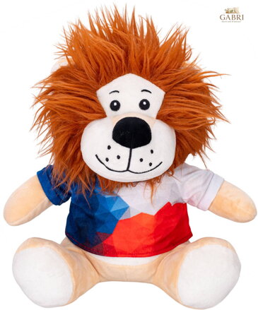 PLYŠ Lev v tričku 25cm sedící maskot *PLYŠOVÉ HRAČKY*
