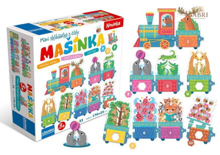 GRANNA Puzzle vzdělávací Mašinka 33 dílků skládačka 170x25cm v krabici
