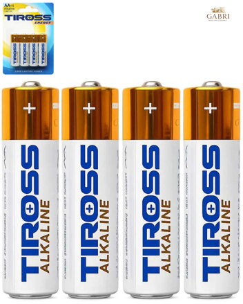 Baterie AA alkalická LR6 1,5V Tiross set 4ks na kartě