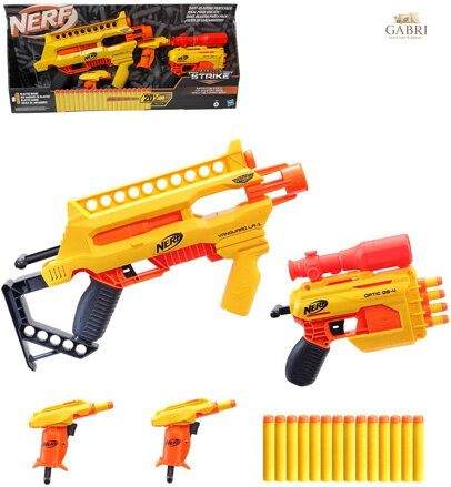 HASBRO NERF Alpha Strike velký žlutý herní set 4 dětské blastery + 20 šipek