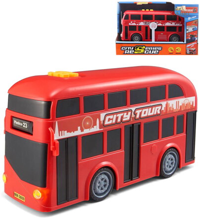 Autobus červený dvoupatrový doubledecker na baterie Světlo Zvuk
