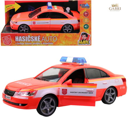 Auto hasičské osobní vůz hasiči na baterie mluví česky CZ Světlo Zvuk