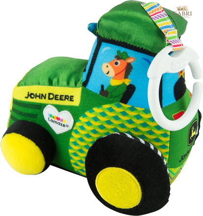 LAMAZE Traktor baby John Deere textilní závěsný s klipem pro miminko