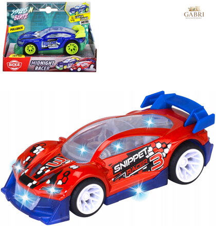 DICKIE Auto závodní Midnight Racer zpětný chod na baterie Světlo Zvuk 2 druhy
