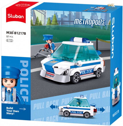 SLUBAN Metropolis Auto Policejní hlídka 97 dílků + figurka STAVEBNICE