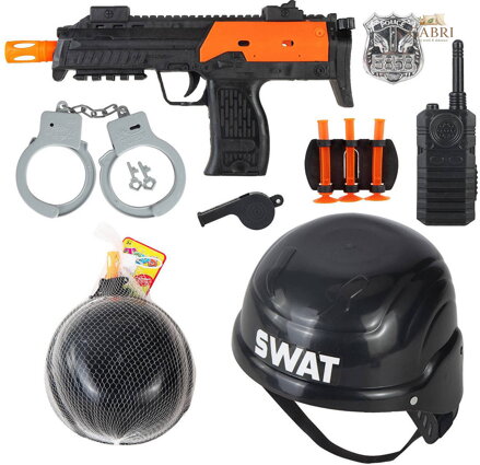Policejní dětská sada samopal s přilbou a doplňky speciální jednotky SWAT