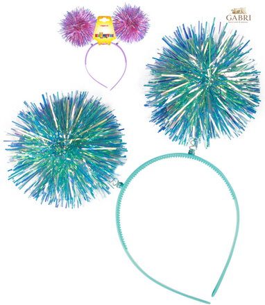 KARNEVAL Pom-pom čelenka s třásněmi 2 barvy *KARNEVALOVÝ DOPLNĚK*