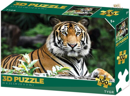 PUZZLE 3D Tygr 31x23cm 100 dílků skládačka v krabici