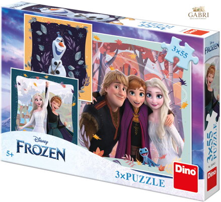 DINO Puzzle Frozen Radostný podzim 3x55 dílků 18x18cm skládačka