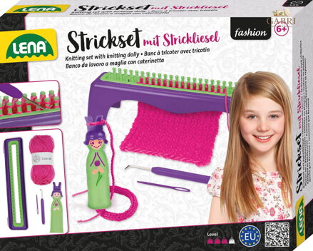 LENA Pletací stav kreativní dětský set s vlnou a nástroji 42679