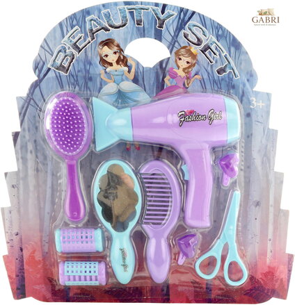 Kadeřnický dětský set s fénem a doplňky 9ks sada krásy na baterie