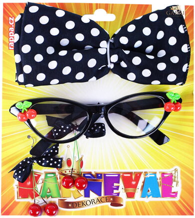 KARNEVAL Brýle s retro doplňky třešně *KARNEVALOVÝ DOPLNĚK*