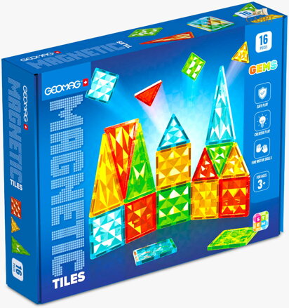 GEOMAG Magnetic Tiles Gems 16 dílků magnetická STAVEBNICE