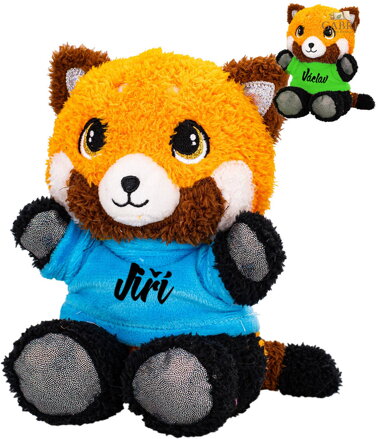 PLYŠ Panda červená v tričku se jménem 17cm 6 druhů *PLYŠOVÉ HRAČKY*