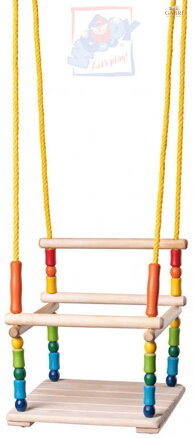 WOODY DŘEVO Houpačka závěsná barevná s ohrádkou *DŘEVĚNÉ HRAČKY*