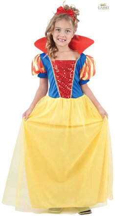 KARNEVAL Šaty SNĚHURKA s čelenkou vel.S (110-120 cm) 4-6 let KOSTÝM