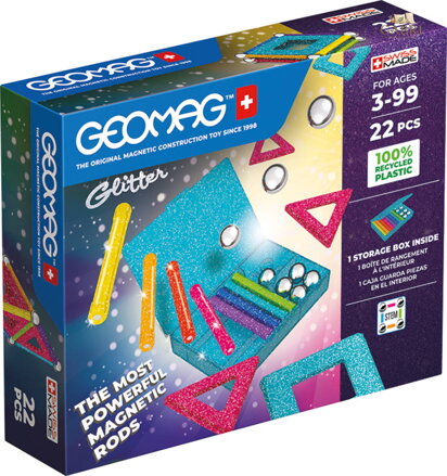 GEOMAG Glitter 22 dílků třpytivá Eko magnetická STAVEBNICE