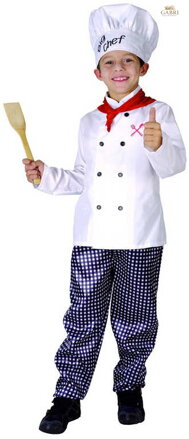 KARNEVAL Šaty Kuchař vel. M (120-130 cm) 5-9 let KOSTÝM