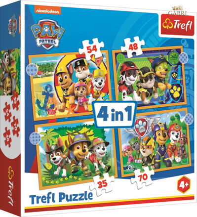 TREFL PUZZLE 4v1 Tlapková Patrola Prázdniny 29x21cm 207 dílků skládačka