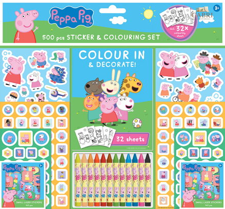 JIRI MODELS Samolepkový set s omalovánkami a voskovkami Peppa Pig