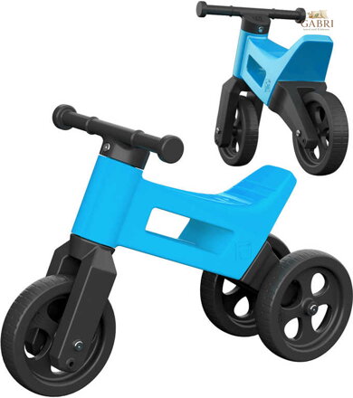 Odrážedlo Funny Wheels 2v1 dětské odstrkovadlo tříkolka / 2 kola MODRÉ plast
