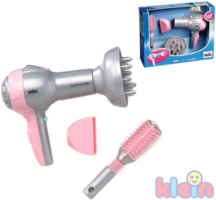 KLEIN Dětský fén Na baterie Set S hřebínkem BRAUN