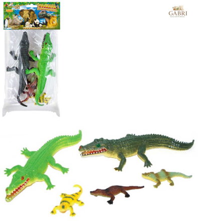 Krokodýli barevní set 5ks zvířátka figurky v sáčku plast